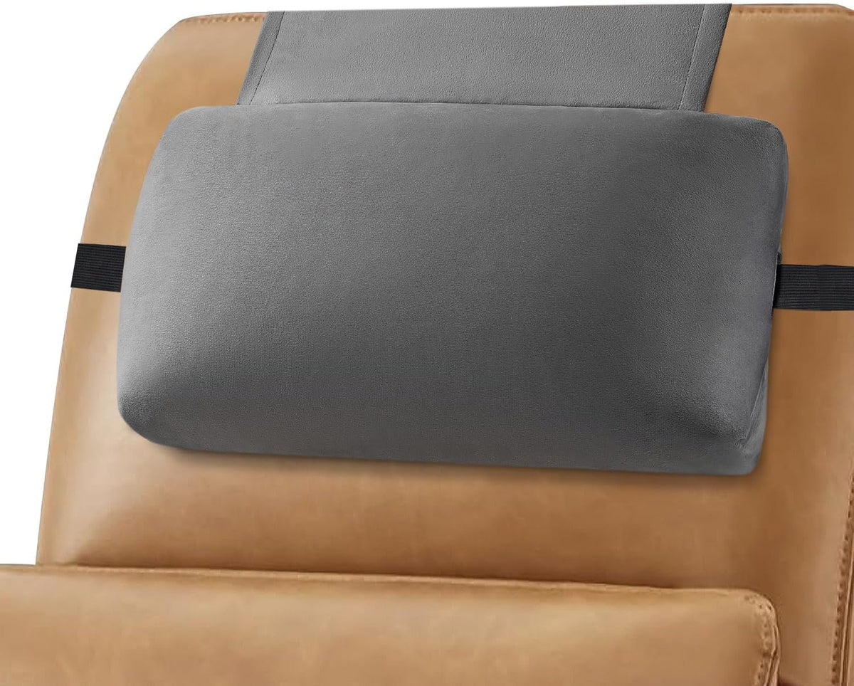 Head Recliner Pillow Adjustable Shredded Memory Foam Headrest Pillows for Recliner Chairs,Non-Slip Velvet Cushion for Pain Relief Neck Support Pillow for Travel Home Sofa Armchair with Zipper Cover