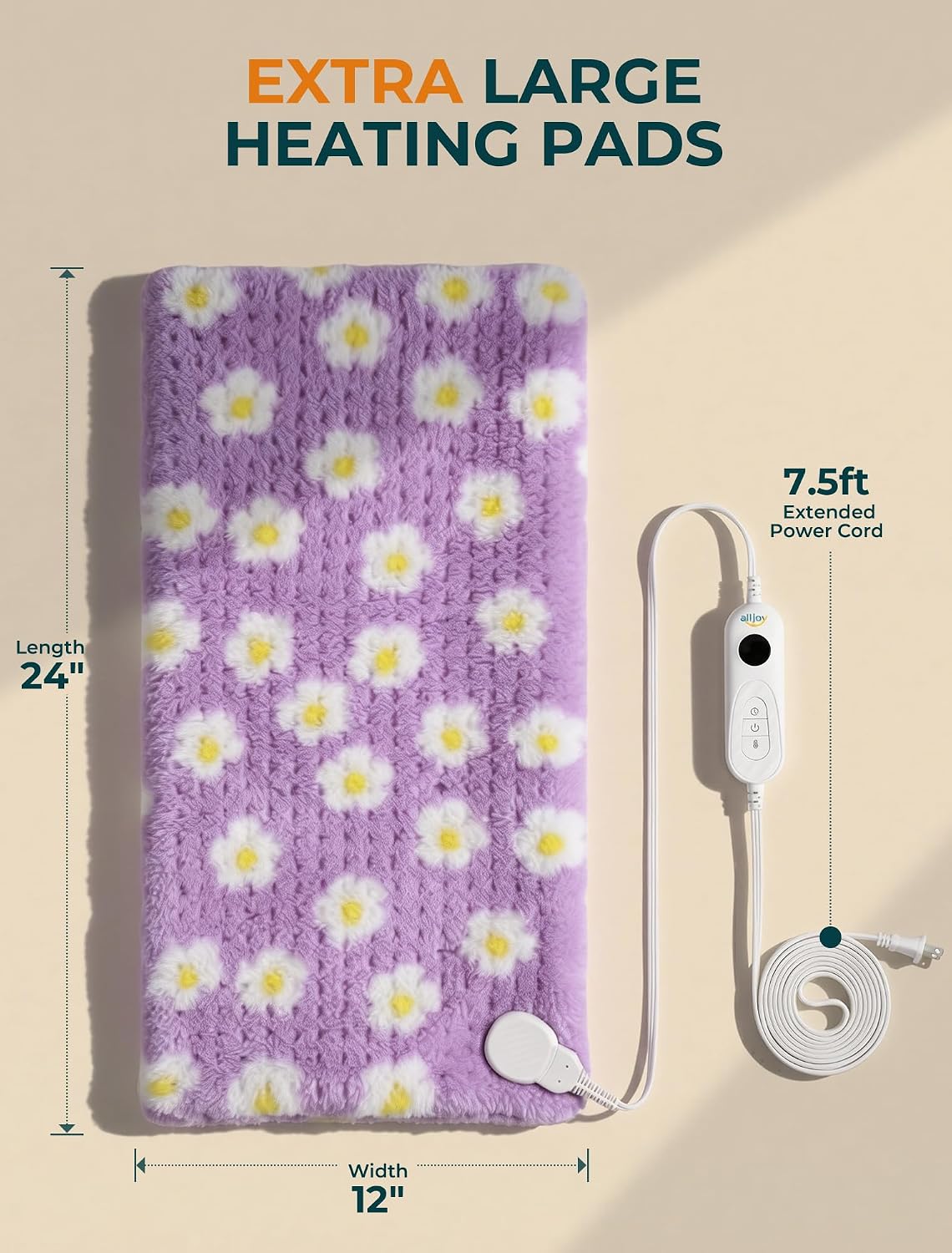 Heating Pad, ALLJOY Cute Heating Pad for Period Cramps & Back Pain, 24"X12"