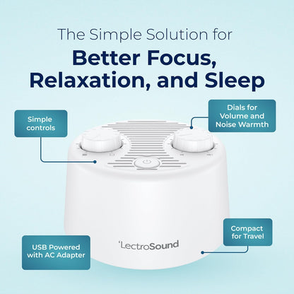 Adaptive Sound Technologies LectroSound - Noise Machine for Optimal Sleep Environment - Non-Looping Nature Sounds - Precision Volume Settings - Speech Privacy - Travel-Ready
