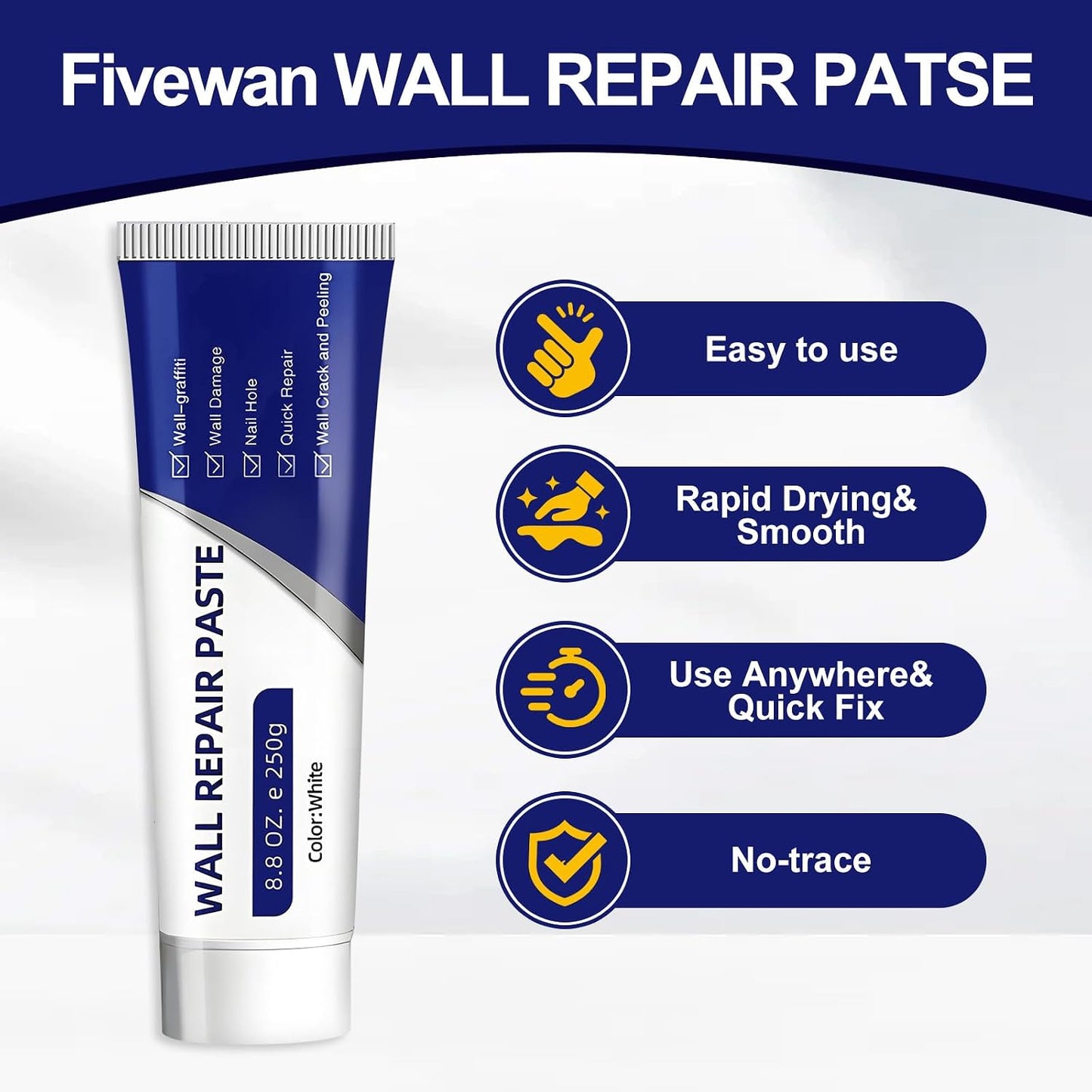 Drywall Repair Kit, 2 Pack Wall Mending Agent, Wall Patch Repair Kit with Scraper, Simple Filling of Wall Holes＆Efficient Crack Repair