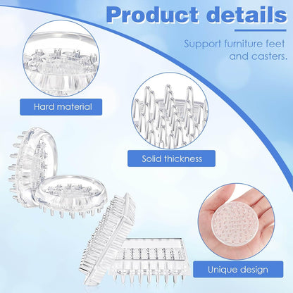 Queekay 8 Pcs Carpet Protector Spiked Plastic Caster Cups Round and Square Comfortable Touch Caster Cup Spiked Furniture Protector for Sofas, Tables, Chairs Offices Bookcases Other