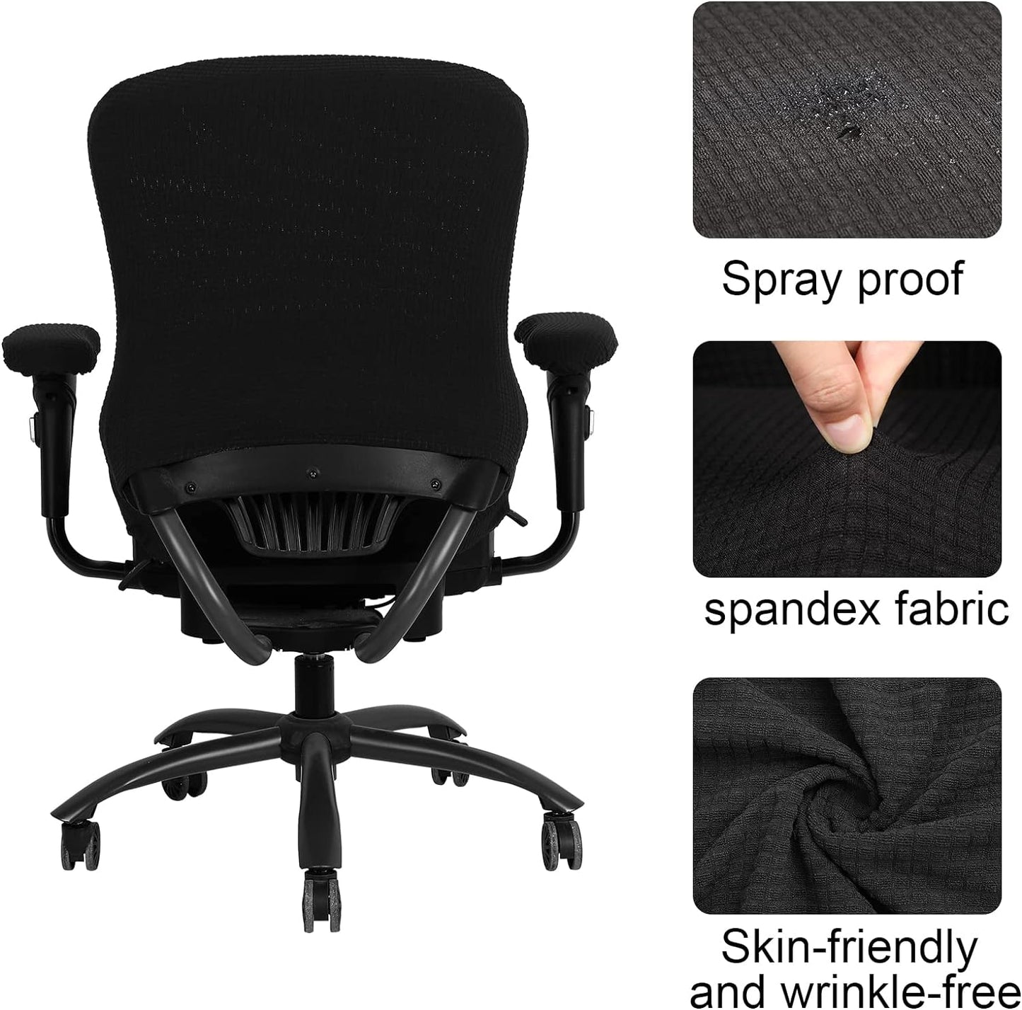 Tallew 4 Pcs Office Chair Covers Set Computer Universal Protective Stretchable Chair Seat Covers Desk Armrest Slipcovers Pads Office Cushion Backrest for Rotating (XL,Silver Gray)