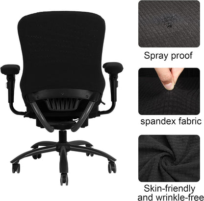 Tallew 4 Pcs Office Chair Covers Set Computer Universal Protective Stretchable Chair Seat Covers Desk Armrest Slipcovers Pads Office Cushion Backrest for Rotating (XL,Silver Gray)