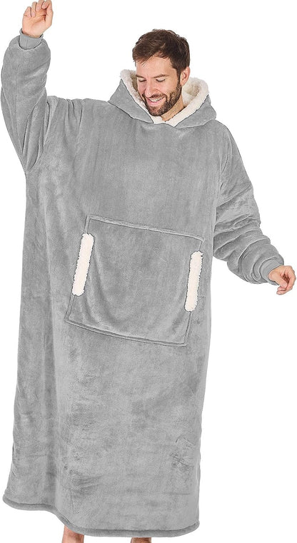 yescool Wearable Blanket Hoodie, Flannel Sherpa Fleece Blanket Sweatshirt for Adults Women Men,One Size Fits All - Colors B