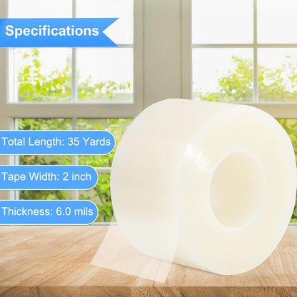 Window Sealing Tape 2 Inch x 33 Ft Transparent Window Insulation Waterproof Nano Draft Isolation Tape Clear Weather Stripping Caulk Tape for Window and Bathroom Shower Glass Side Gaps