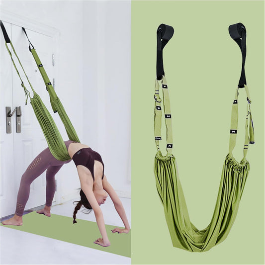 Waist Back Leg Stretch Strap Yoga Fitness Stretcher Back Bend Assist Trainer Waist Flexibility Equipment Over Door Yyoga Sstrap for Pilates, Dancing, Gymnastics Training Belt with Door Anchor