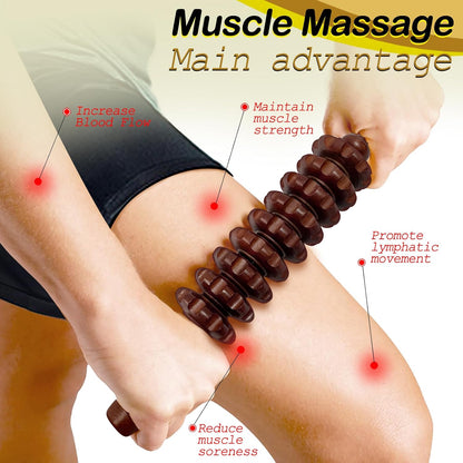 Wooden Massager Handheld Roller Trigger Point Massager Stick for Fascia, Cellulite, Muscle & Abdomen , Body Therapy Massager, Muscle Belly Relief Tool…