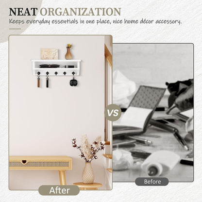 Nekon Key Holder Wall Mount, Wall Organizer Shelf with 5 Key Hooks | Wall Mounted Key Rack Room Decor for Home and Apartment Essentials