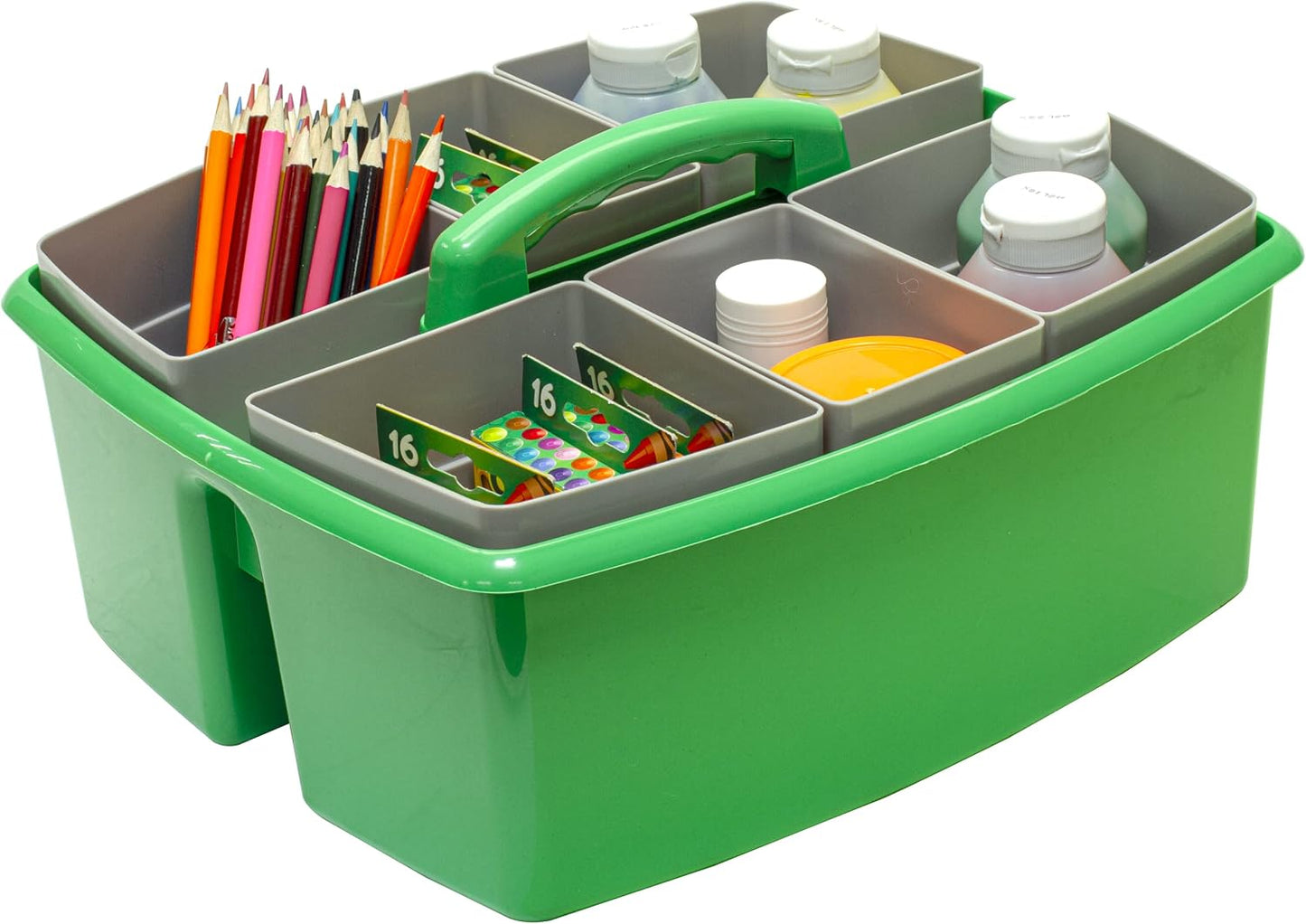 Storex 2-Compartment Large Cleaning Caddy – Multipurpose Supply Organizer with Handle - Black, 1-Pack (00973A06C)