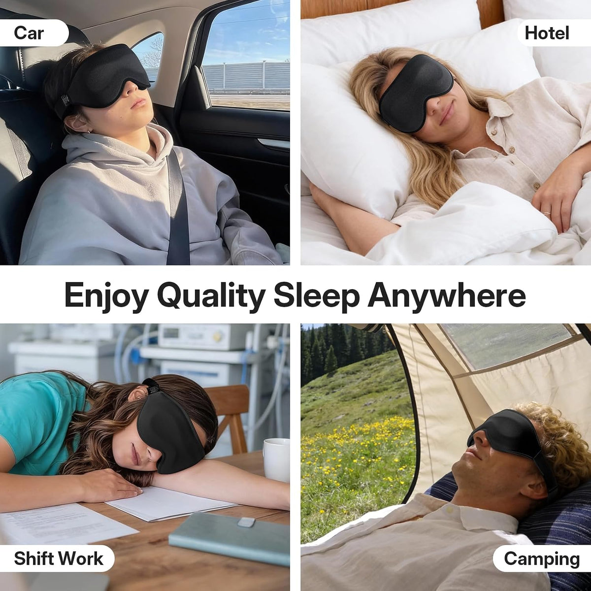 LitBear Sleep Mask for Lash Extension, Blackout Sleeping Mask for Women Men