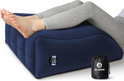 Wedge Pillow for Sleeping - Inflatable Leg Elevation Pillow for Swelling,Circulation,Leg & Back Pain Relief,Leg Support Pillow,Leg Wedge Pillows for After Aurgery,Hip,Foot,Ankle Recovery (Black)