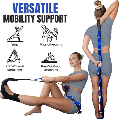Stretch Strap with Loops Physical Therapy - Full Body Exercise Straps for Stretching with Detachable Foot - Leg & Calf Stretcher for Plantar Fasciitis, Physical Therapy, Pain Relief, and Flexibility