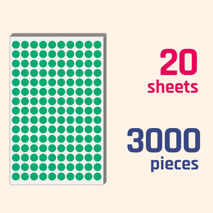 1/2" - Colored Dot Stickers, Round Labels - 6 Colors