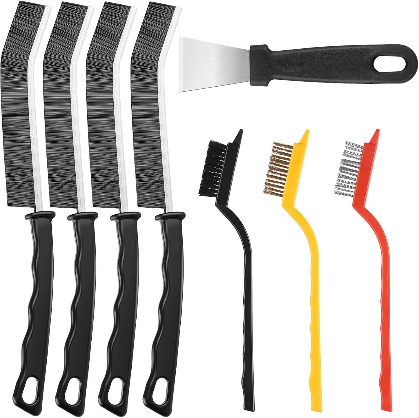 Tedmax 8Pack Crevice Cleaning Brush Set | Durable brushes scraper set for tile grout,sinks, narrow gaps.Effectively removes tough grime,dirt limescale buildup.