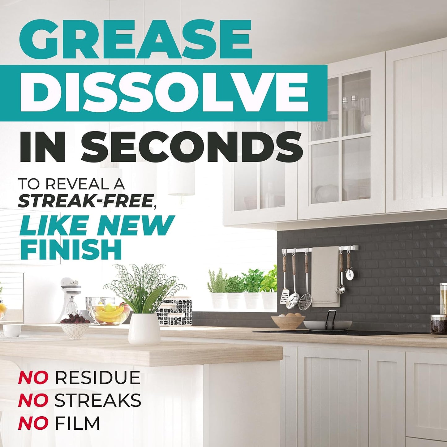 Kitchen Cabinet Cleaner – Gentle, Residue-Free and Effective Everyday Degreaser & Grime Remover for Wood, Painted and Finished Furniture - Complete with Cleaning Brush & Cabinet Cleaner Spray 32oz