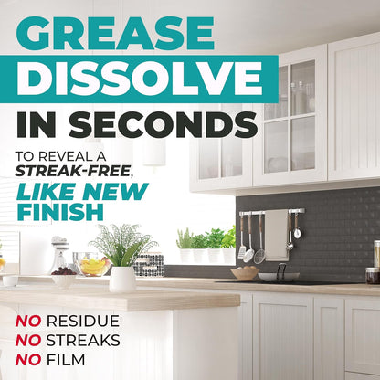 Kitchen Cabinet Cleaner – Gentle, Residue-Free and Effective Everyday Degreaser & Grime Remover for Wood, Painted and Finished Furniture - Complete with Cleaning Brush & Cabinet Cleaner Spray 32oz