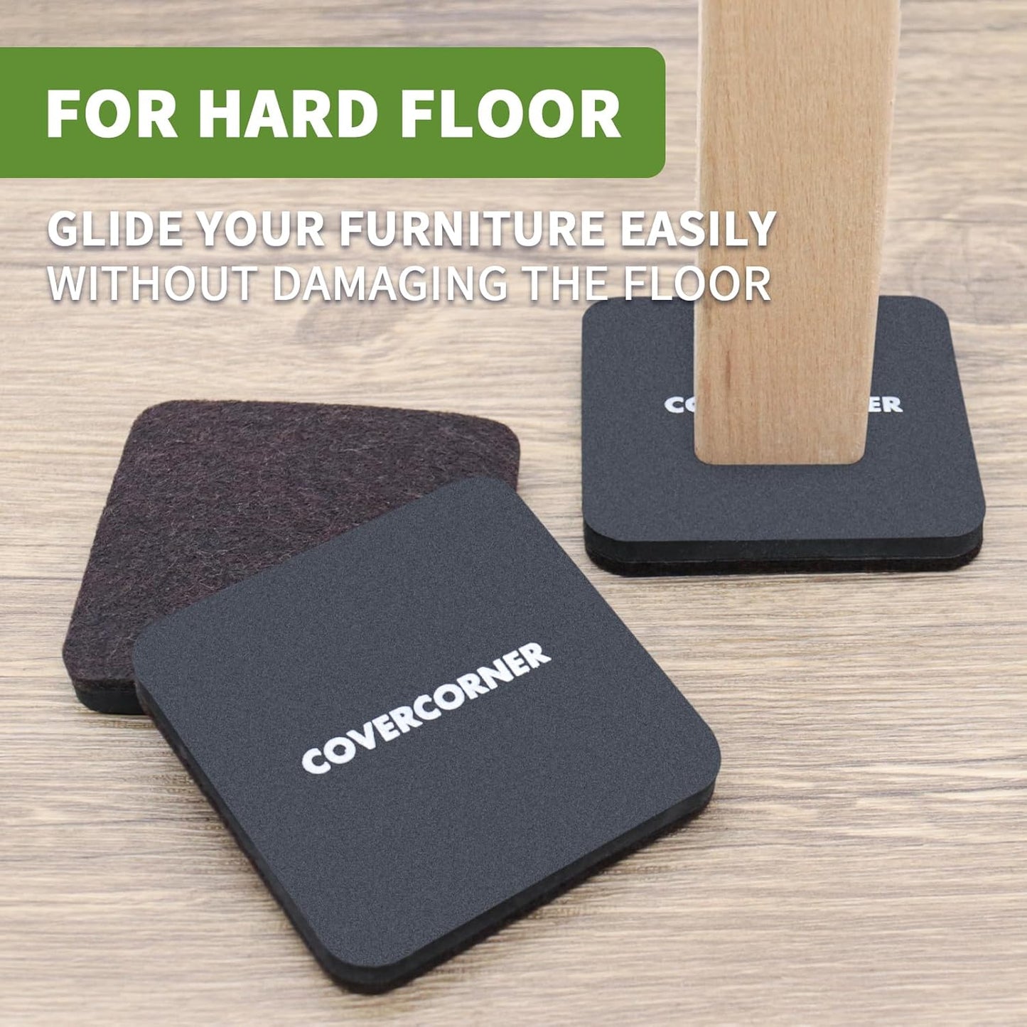 Furniture Sliders for Carpet and Hardwood, 8 PCS 3 1/2", Brown | Furniture Sliders for Hardwood Floors, Sliders for Moving Furniture, Furniture Movers Sliders, Combo Pack, Square