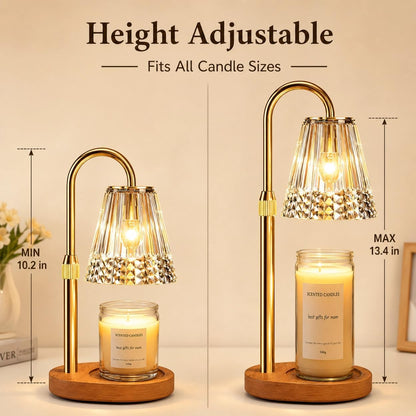 TATAANTY Candle Warmer Lamp with Timer & Dimmer, Adjustable Height for Jar Candles, Wood Base, Home Decor