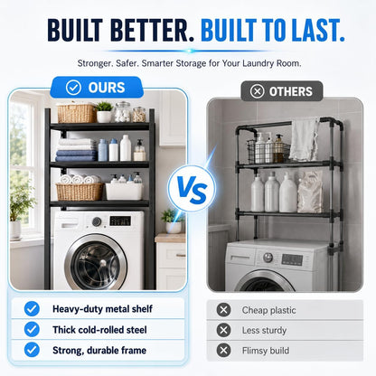 Over Washer and Dryer Shelves, Adjustable 5 Tier Metal Laundry Room Organizer and Storage Rack, Heavy Duty Utility Shelving Unit, 36"Wx 16"Dx 72"H Rust Resistant Steel Freestanding Shelf, Black