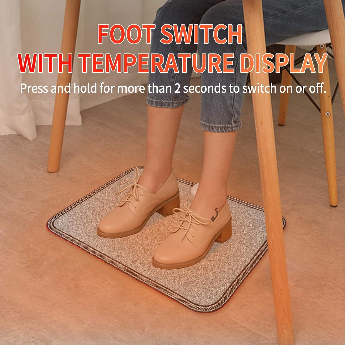 Electric Heated Floor Mats - AC 110V Foot Heater, Heated Foot Warmer Mat Under Desk for Office and Home (Black)