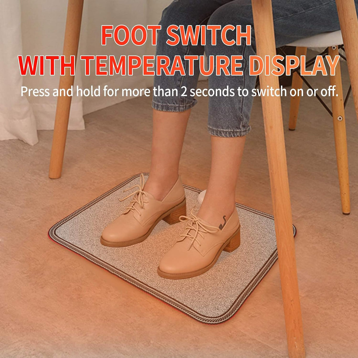 Electric Heated Floor Mats - AC 110V Foot Heater, Heated Foot Warmer Mat Under Desk for Office and Home (Black)