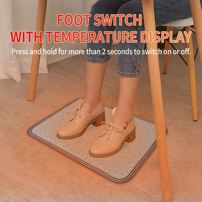 Electric Heated Floor Mats - AC 110V Foot Heater, Heated Foot Warmer Mat Under Desk for Office and Home (Black)