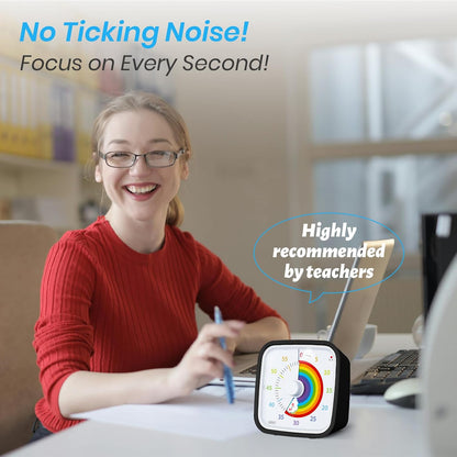 Yunbaoit Rainbow Visual Timer for Kids, 60-min Countdown Timer, Blue | Protective Case, No Ticking, Mute and Ringing Alarm Available, Time Management Tool, Low Power Reminder, for Study,Game,Work