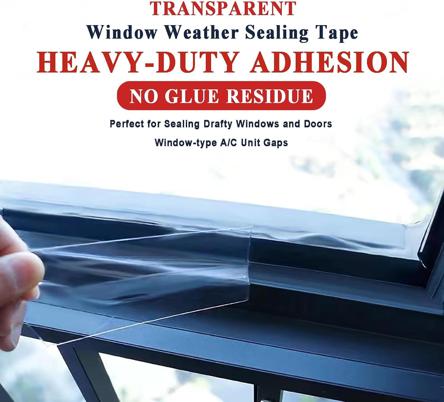 Dstorelhp Clear Window Sealing Tape, 2'' X 66FT, Window AC Insulation Tape | Waterproof, Window Air Conditioner Sealing Tape, Blocker for Cold Heat Air, No Residue, Energy Efficient