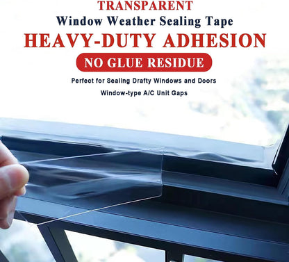 Dstorelhp Clear Window Sealing Tape, 2'' X 66FT, Window AC Insulation Tape | Waterproof, Window Air Conditioner Sealing Tape, Blocker for Cold Heat Air, No Residue, Energy Efficient