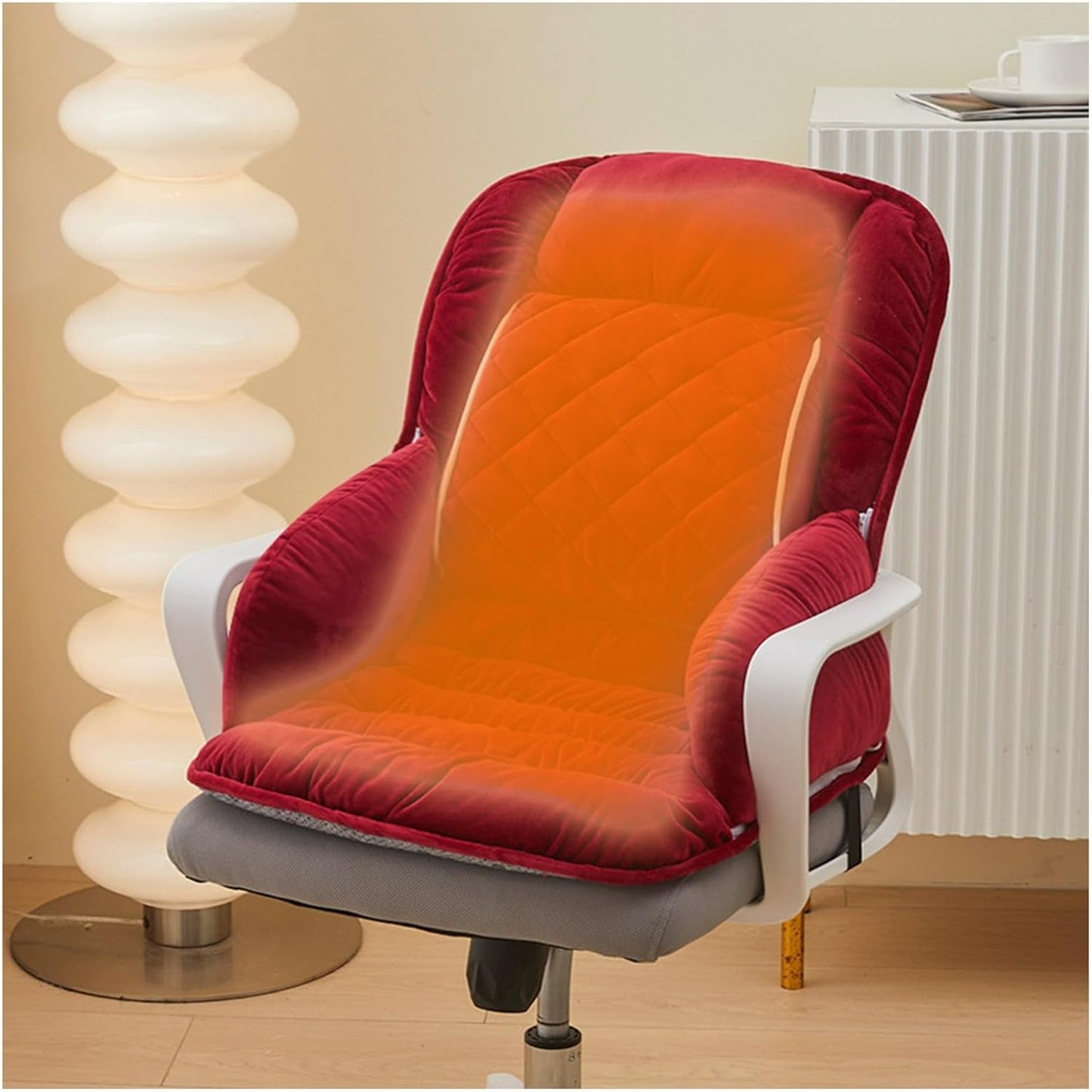 USB Heated Seat Pad Cushion for Office Chair | 3 Heat Levels, Time Setting | Large Heating Area Heated Seat Pad Cover with Lumbar support for Home & Office, Wheelchair(Dark Pink)