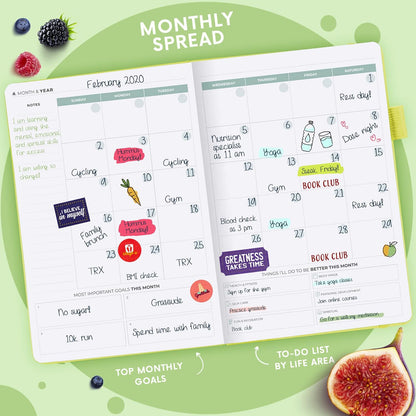 Clever Fox Wellness Planner & Food Journal for Weight Loss, A5 Orange | 5.8"x8.3" nutrition & exercise tracker for women tracking meals, diet & symptom diary, calorie counter notebook, stickers