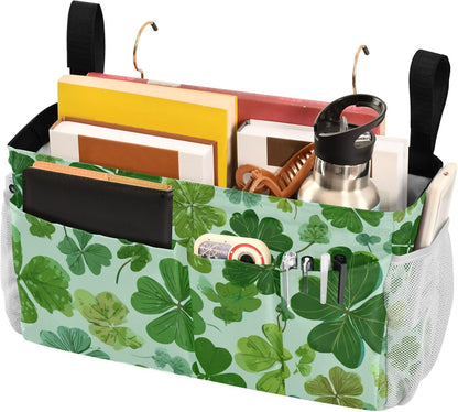 Bedside Caddy Hanging Bunk Bed Caddy Bed Organizer Hanging Pocket with 2 Hooks Bedside Storage Organizer Pocket Bag Holder Checkered Light Green - Colors B