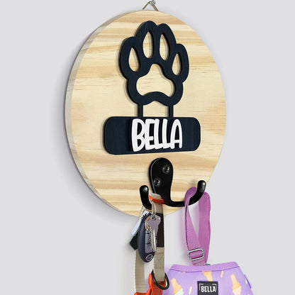 Dog Leash Holder Wall Mount, Pet Harness Hanger with Scrabble Letters, Dog Collar Organizer for Entryway, Memorial Cat Leash Holder for Wall, Pet Loss Gifts, Keepsake, Home Decor PF212-NAT
