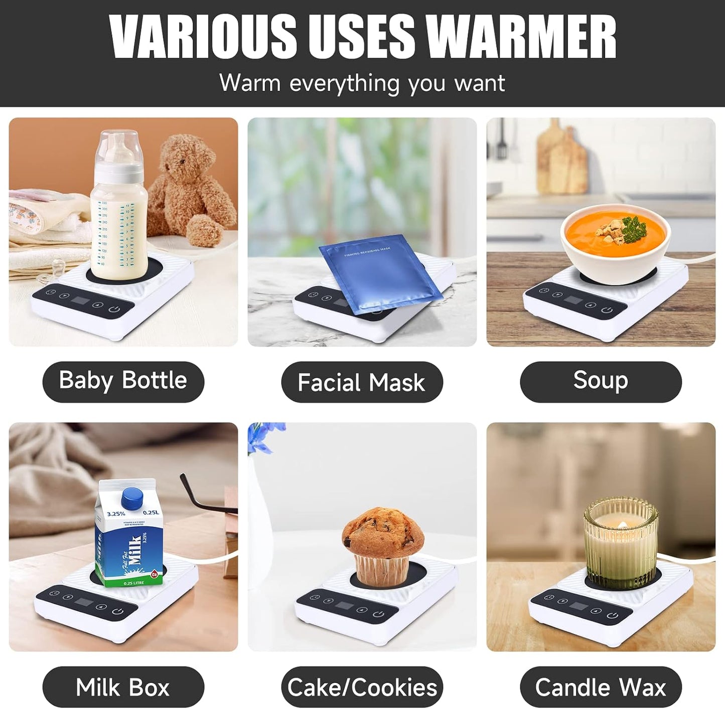 Mug Warmer - Electric Coffee Mug Warmer with Timer,Coffee Cup Warmer for Desk Auto Shut Off,Smart 6-Temperature Control, Coffee Accessories for Coffee Lovers, White | Coffee Cup Warmer for Desk Auto Shut Off,Smart 6-Temperature Control, Coffee
