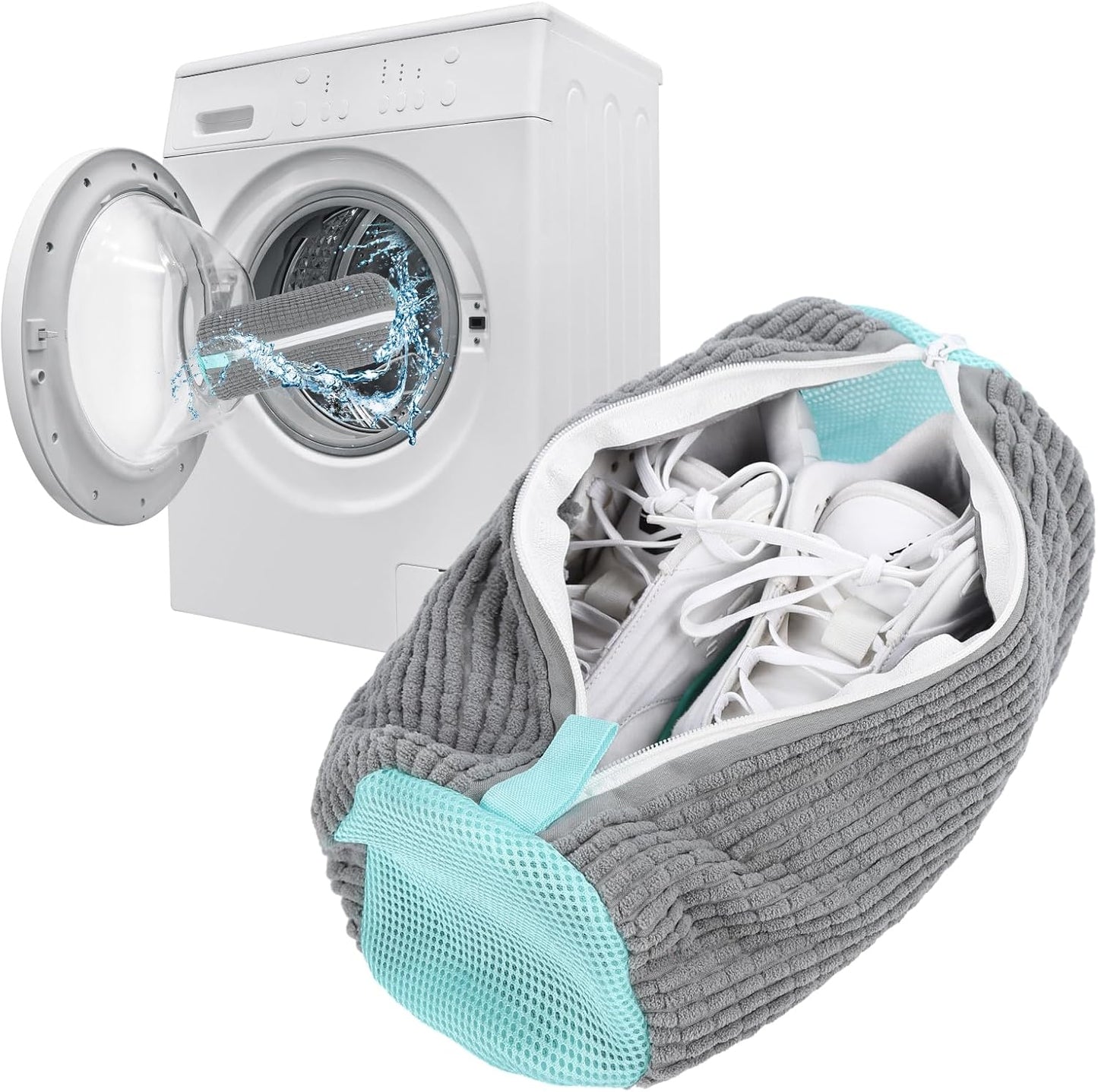 Reusable Shoe Washing Machine Bag & Shoes Laundry Bag for Washer and Dryer, with Self-Locking Zipper, 360° Deep Cleaning, Protects Shoes & Washer – Also Acts as Shoe Dryer Bag for Sneakers (1, grey)