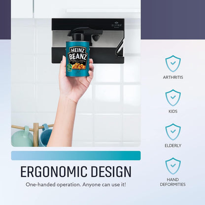 ELITRA HOME 3-In-1 Under The Cabinet Electric Can Opener - Black
