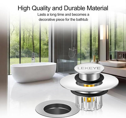 LEKEYE Tub Stopper | Shower Drain Hair Catcher | Pop-up Drain Stopper with Strainer | Bathroom Bathtub Plug | Drain Protector for 1-1/2 to 1-3/4" Bath Drain Hole