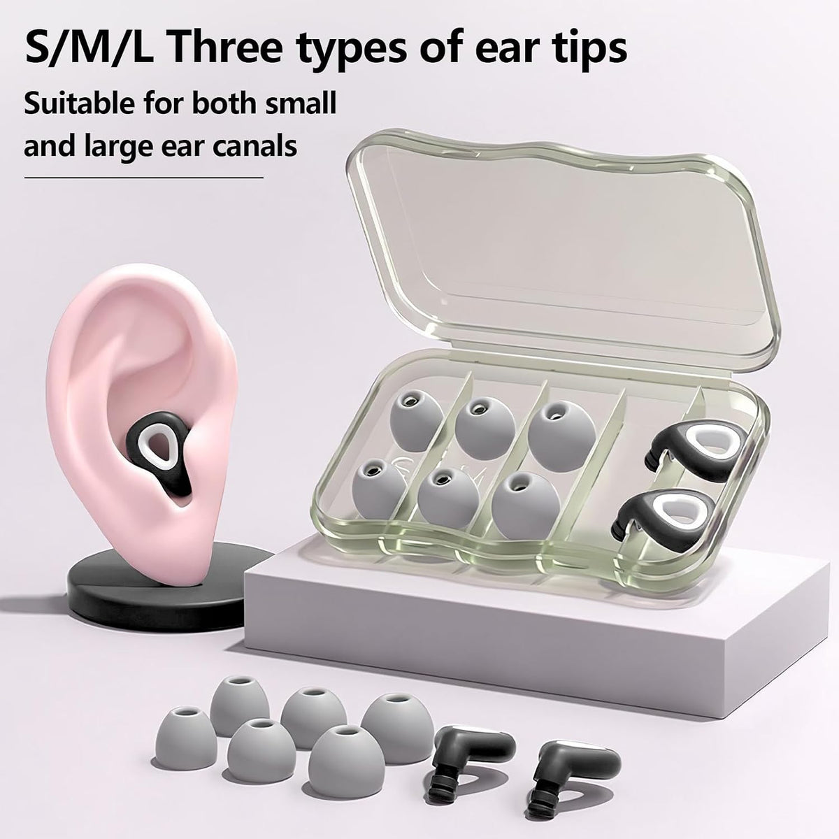 Noise Cancelling Ear plugs for Sleeping - Black Comfortable Reusable Silicone Earplugs for Sleep 24dB Noise Reduction Snoring and Studying Travel Concerts Hearing Protection with 3Tips and Storage Box