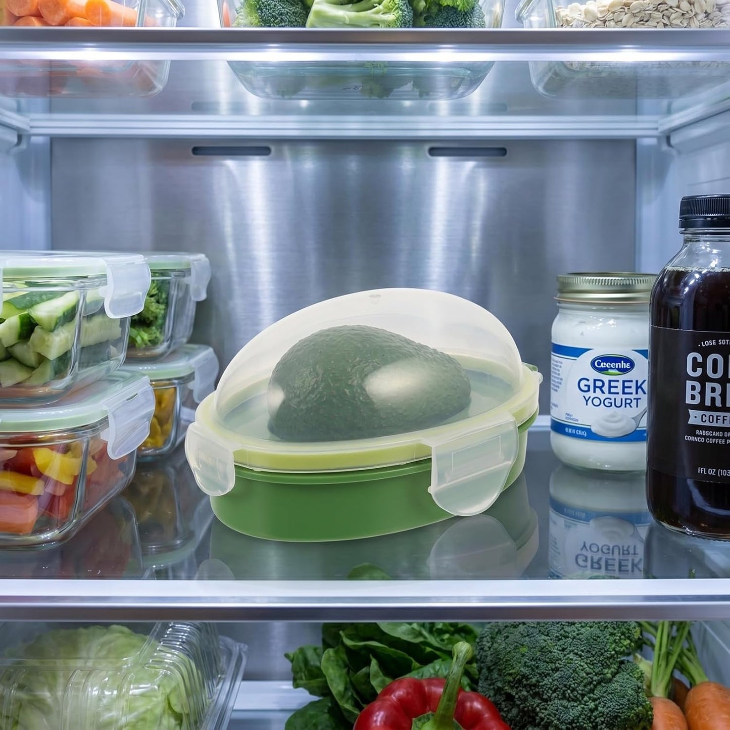DOITOOL Avocado Keeper, Avocados Storage Container, Reusable Saver Holder, Silicone Fridge Container for Freshness, Refrigerator Vegetable Case Saver, Clear Box for Vegetarians