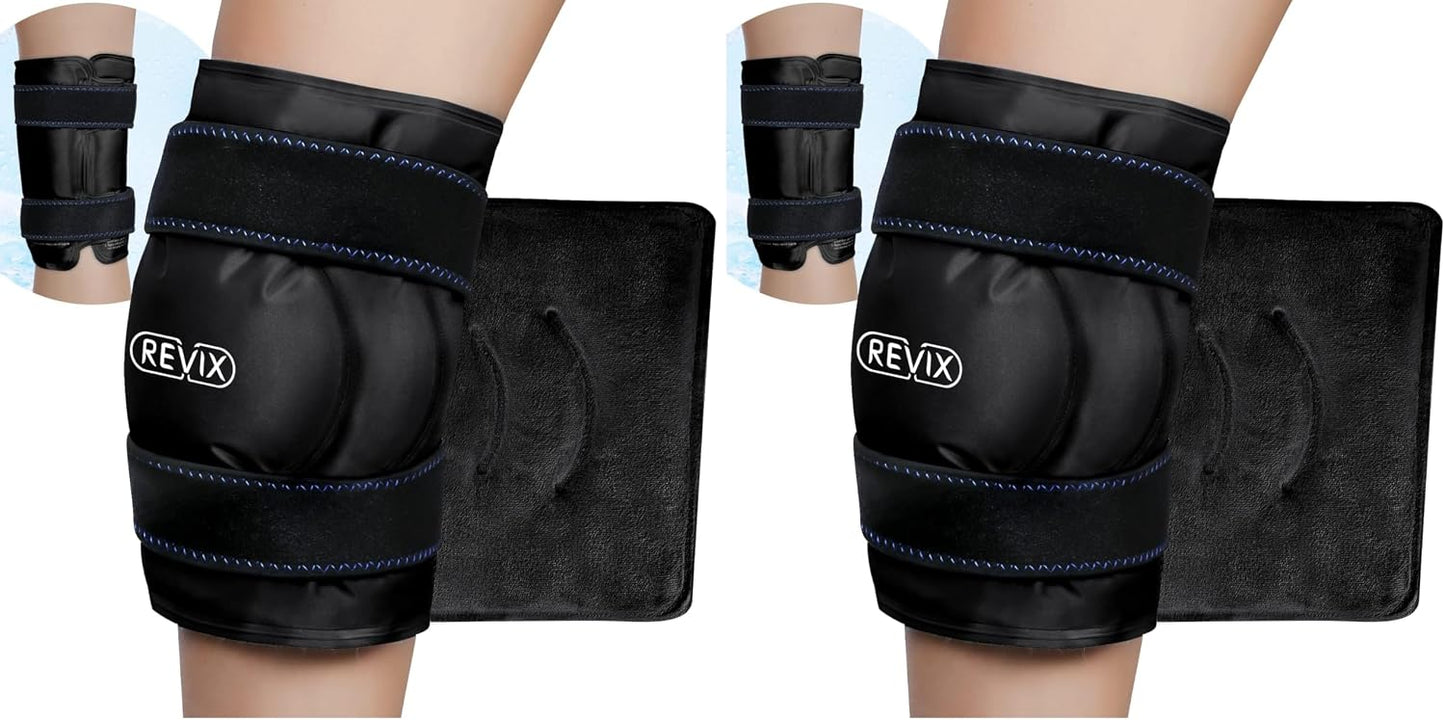 REVIX XL Knee Ice Wrap Around Entire Knee, Gel Ice Pack for Muscle Ache, Cold Pack to Reduce Discomfort and Promote Flexibility, Soft Plush Linings, Purple