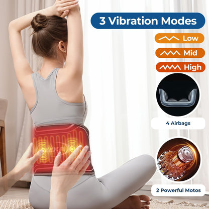Heating Pad for Back, Cordless Lower Back Massager with Heat, Electric Heating Pad Wrap for Period Cramps Lower Back Neck Shoulders, 3 Heating Levels & 3 Massage Modes, Birthday Gifts for Women Men