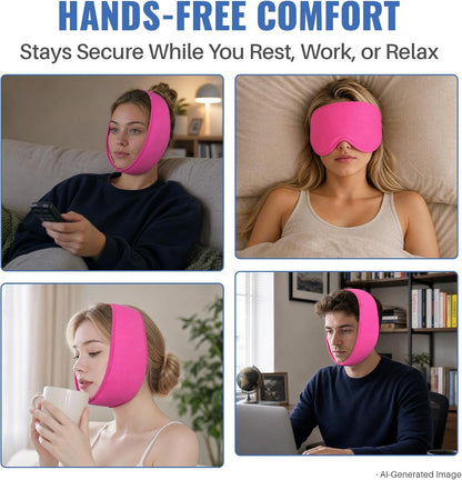 Wisdom Teeth Ice Pack Head Wrap, Jaw Face Ice Pack for Oral Surgery TMJ Relief Tooth Extraction, Reusable Hot & Cold Therapy Pack for Wisdom Teeth Removal Tonsillectomy, Pink