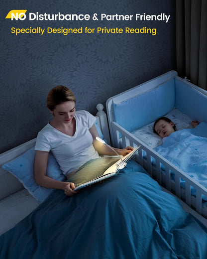 Glocusent Willow Book Light for Reading in Bed, 10 LED Bright Reading Light | 3 Colors & 3 Brightness, Rechargeable, 80Hrs, Lightweight, Clip on, Christmas Stocking Stuffers, Gifts, Book Lovers, Reader