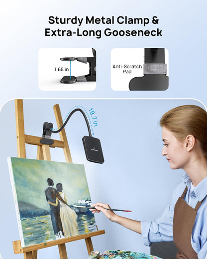 TROND LED Desk Lamp with Clamp, 1000LM Super Bright 3-Level Dimmable Desk Light 6000K Daylight, Extra-Long Flexible Gooseneck Clip on Light, Eye-Care Clamp Lamp for Painting, Workbench,Reading, Sewing | 6000K Daylight Extra-Long Flexible Gooseneck Clip