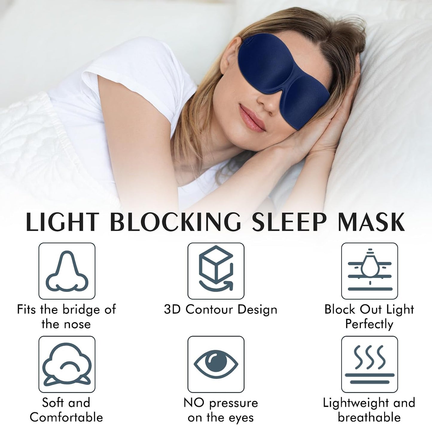 Bonuci 20 Pack Sleep Mask Blackout 3D Eye Mask for Ultralight Sleeping Night Blindfold Eye Covers with Adjustable Strap for Men Women Travel Gift Back and Side Sleeper (Dark Purple)