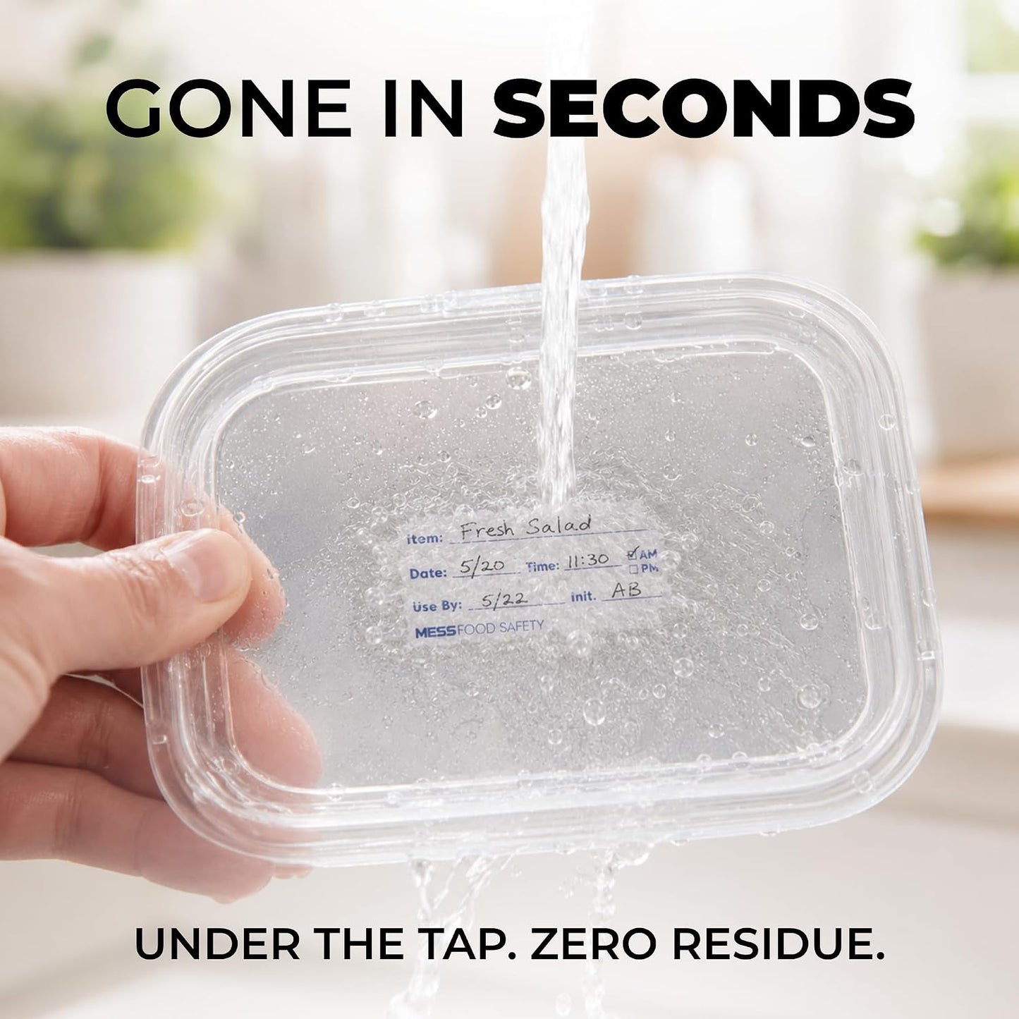 MESS Dissolvable Food Labels, Blank, 1x2 500/Roll - Dissolves in 30 Seconds or Less - Removable Pantry, Meal Prep & Food Storage Labels - Canning & Freezer Use