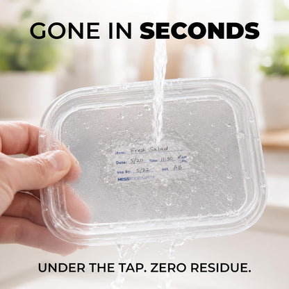 MESS Dissolvable Food Labels, Blank, 1x2 500/Roll - Dissolves in 30 Seconds or Less - Removable Pantry, Meal Prep & Food Storage Labels - Canning & Freezer Use