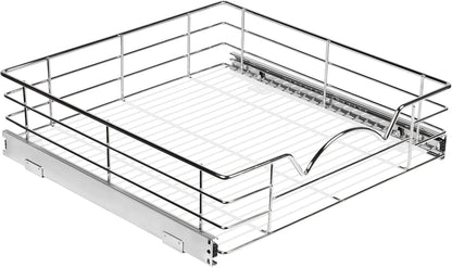 HOLDN’ STORAGE Pull Out Cabinet Organizer, Pantry Drawer, 14"W x 21"D x 5"H | Heavy-Duty Full-Extension, Roll Out Shelf for Pots, Pans & Under Sink Storage, Chrome, Require a 15.25"W Cabinet Opening