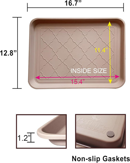 PetLike Boot Tray for Entryway Indoor, Pet Food Mat, 23 x 15.5 inch 2 Packs, Waterproof Rubber Shoe Tray for Indoor and Outdoor, Multi-Purpose Trays for Boots, Shoes, Pets, Garden