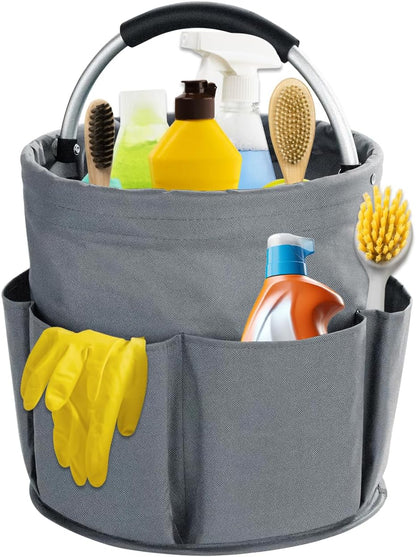 17L Cleaning Caddy with Handle, Cleaning Supplies Organizer, Foldable Storage Basket, Cleaning Supply Caddy, Portable Multi Cleaning Bucket Bag for Home, Garden (Blue)